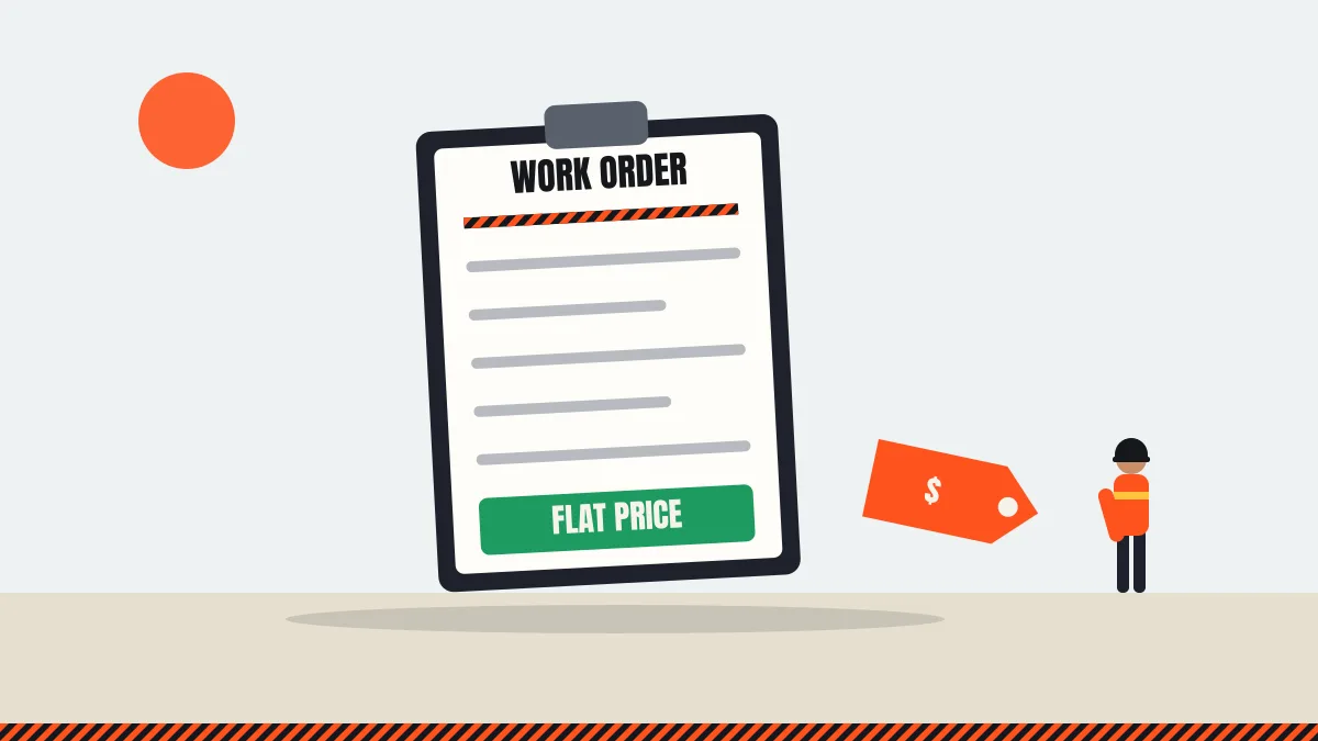 Illustration of a Haul Country work order clipboard showing a locked flat price